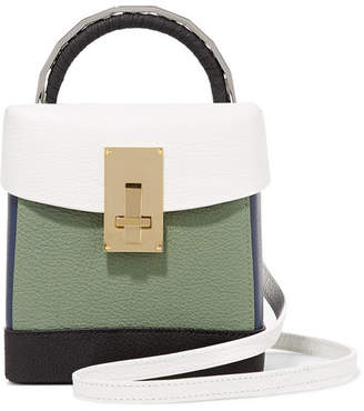 THE VOLON Lunchbox Color-block Textured-leather Shoulder Bag