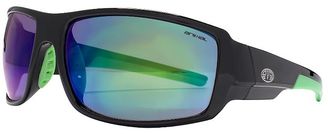 Animal Black Square Plastic Wrap Sunglasses with Green Tips