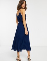 Thumbnail for your product : Asos Tall ASOS DESIGN Tall pleated cami midi dress with drawstring waist