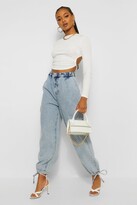 Thumbnail for your product : boohoo Tie Cuff Denim Joggers