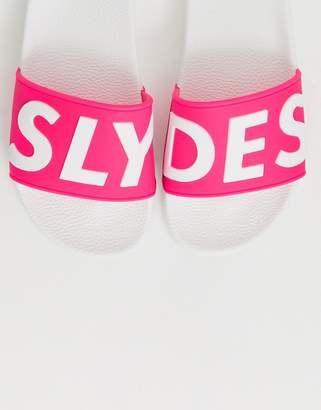 Pool' Slydes SLYDES logo pool sliders in neon pink