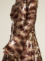 Thumbnail for your product : Halpern Sequin-embellished High-neck Flared-sleeve Dress - Animal