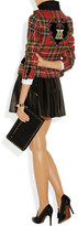 Thumbnail for your product : Moschino Embroidered velvet-trimmed tartan wool blazer