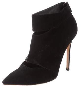 Gianvito Rossi Suede Pointed-Toe Booties Black Suede Pointed-Toe Booties