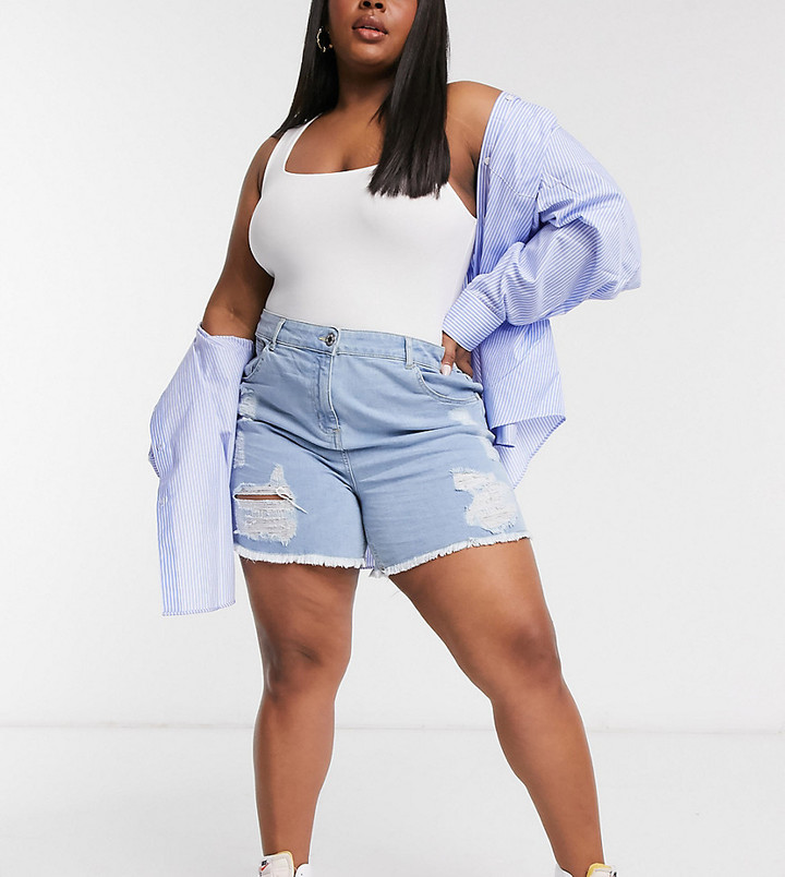 plus size white ripped shorts
