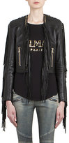 Thumbnail for your product : Balmain Fringed Leather Biker Jacket