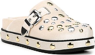 Gianni Bini Oddie Velvet Studded Platform Clogs