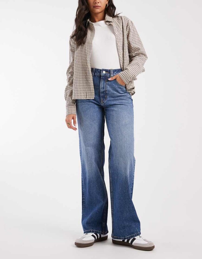 ASOS DESIGN wide leg dad jeans in mid blue Circular Design Collection