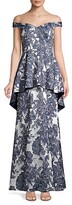 Thumbnail for your product : Aidan Mattox Off-The-Shoulder Floral Peplum Gown