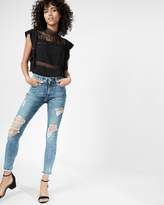 Thumbnail for your product : Express High Waisted Destroyed Ankle Jean Leggings