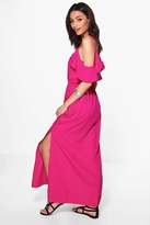 Thumbnail for your product : boohoo Wendy Cold Shoulder Split Side Maxi Dress