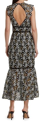 ML Monique Lhuillier Sleeveless Embroidered High-Low Dress