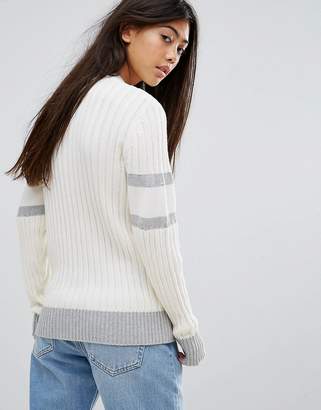 Fila Petite Ribbed Jumper With Contrast Stripe And Logo Detail