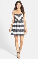 Thumbnail for your product : a. drea Metallic Stripe Lace Fit & Flare Dress (Juniors)