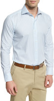 Thumbnail for your product : Peter Millar Striped Long-Sleeve Sport Shirt, Blue Vento
