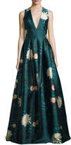 Thumbnail for your product : Sachin + Babi Dharma Plunging Sleeveless Floral-Printed Evening Gown