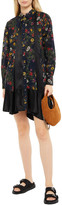 Thumbnail for your product : Clu Asymmetric Paneled Floral-print Cotton And Satin Dress