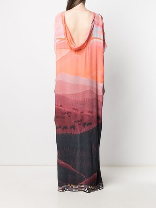Matthew Williamson Landscape Print Kaftan Dress