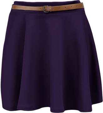 Fashion Wardrobe Women Skater Skirt Ladies Belted Pleated Mini Casual Flared Party Dresses 8-14 (USA 10-12 / UK 12-14 (M/L), )
