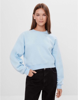 Bershka organic cotton sweatshirt with seams in baby blue - ShopStyle