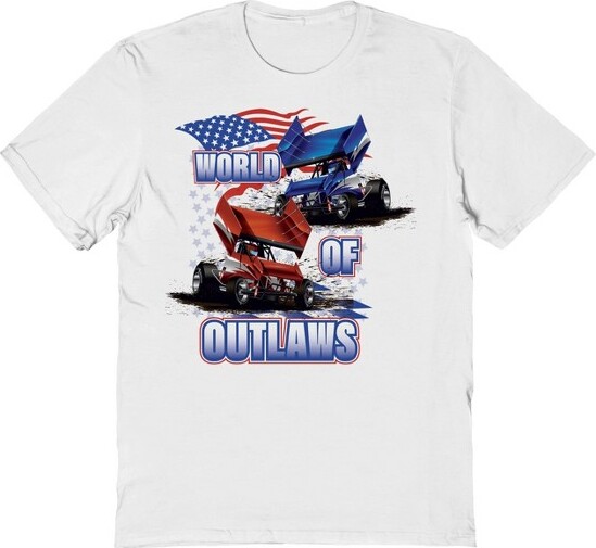 Woo WooMen'sWorldOfOutlawsAmericanFlagShortSleeveGraphicCottonT-Shirt-WhiteXL
