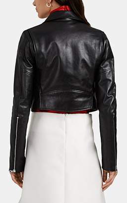 Bottega Veneta Women's Leather Crop Moto Jacket - Black