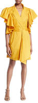 Thumbnail for your product : Johanna Ortiz Tulip Evolution Ruffled-Shoulder Belted Stretch Poplin Wrap Dress