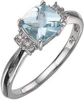 Thumbnail for your product : Love GEM 9 Carat White Gold Diamond-Set Blue Topaz Ring