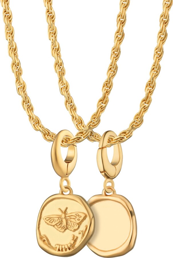 Lily Charmed Gold Plated Manifest Change Charm Necklace With Twisted Rope Chain