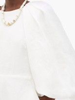 Thumbnail for your product : Ssone - Cut-out Balloon-sleeve Hemp Midi Dress - Ivory
