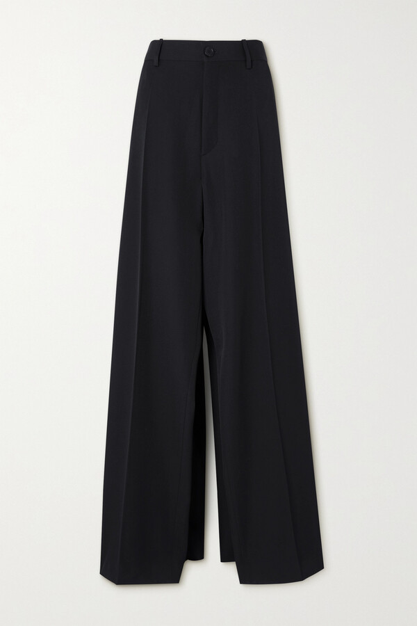 Balenciaga Pleated Wool-twill Pants - Black - ShopStyle
