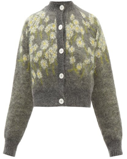 BERNADETTE Amelia Floral-jacquard Mohair-blend Cardigan - Grey Multi -  ShopStyle