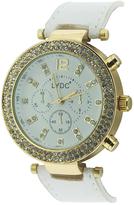 Thumbnail for your product : River Island LYDC Crystal Set Gold Tone and White Strap Ladies Watch