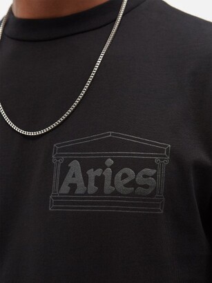 Aries Temple Logo-print Cotton-jersey T-shirt - Black