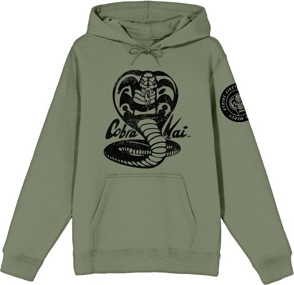 Cobra Kai Snake Art Long Sleeve Olive Green Women's Hooded