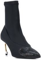 Thumbnail for your product : Coliac Pearl-Heel Sock Ankle Boots