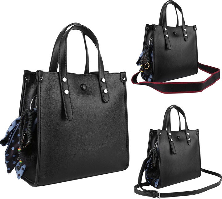 Black Genuine Leather Satchel Tote Bag