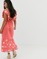 Thumbnail for your product : ASOS DESIGN Petite midi embroidered sleeveless smock dress
