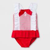 Thumbnail for your product : Sol Swim Toddler Girls' Striped One Piece Swimsuit with Ruffle - Red