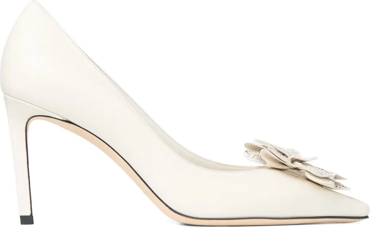 85mm Mimmi flower-appliqué pumps