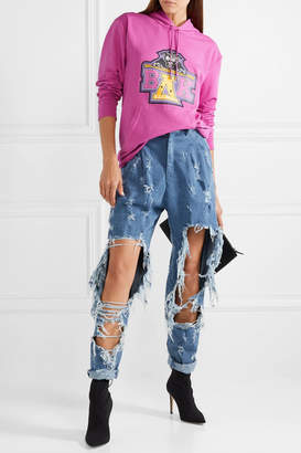 Balmain + Beyoncé Coachella Printed Cotton-blend Jersey Hoodie
