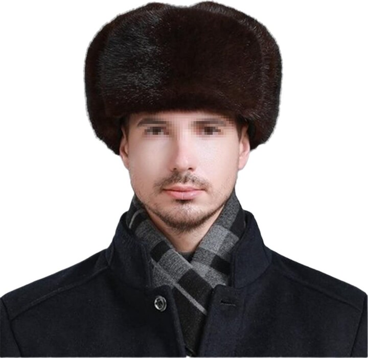 keusyoi Men Winter Bomber Hats Man Warm Fur Cap Male Sheepskin Leather