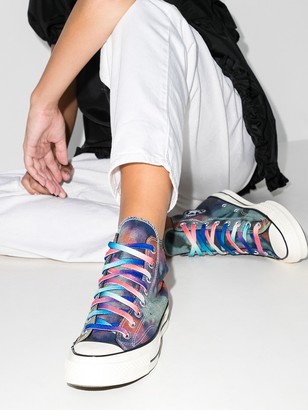 Converse multicoloured Chuck 70 tie-dye check high top sneakers
