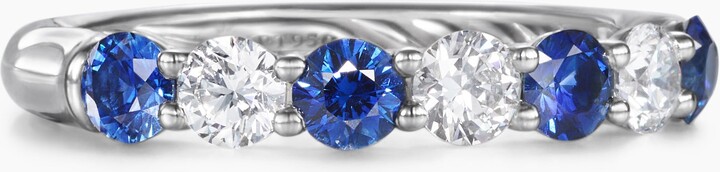 David Yurman DY Eden Partway Band Ring in Platinum with Blue Sapphires and Diamonds | Women's | Size 5