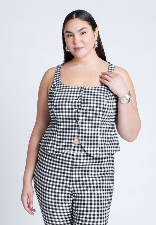 Gingham Square Neck Vest