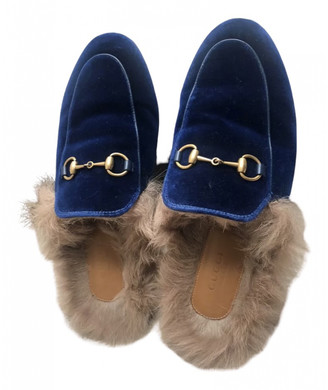 gucci princetown blue velvet