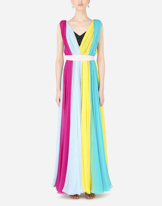 Dolce & Gabbana Long Multi-Colored Chiffon Dress