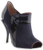 Thumbnail for your product : Fendi blue denim and black patent leather peep toe booties