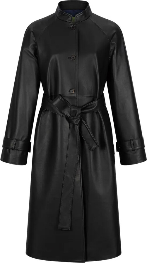 Shanghai Tang Belted Leather Coat