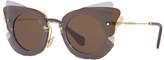 Miu Miu MU 02SS Triple Butterfly Frame Sunglasses, Multi/Brown